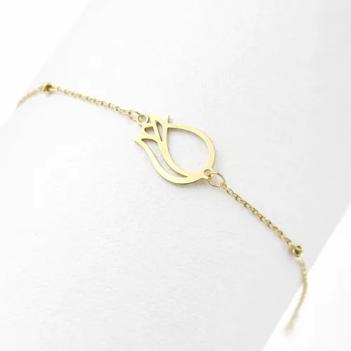 ETERNAL TULIP + BEADS 18K GOLD FLORAL BRACELET ETERNAL TULIP + BEADS 18K GOLD FLORAL BRACELET