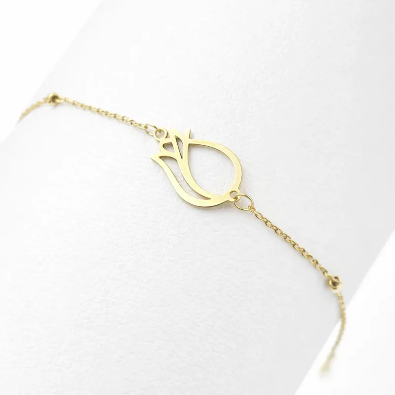 ETERNAL TULIP + BEADS 18K GOLD FLORAL  BRACELET