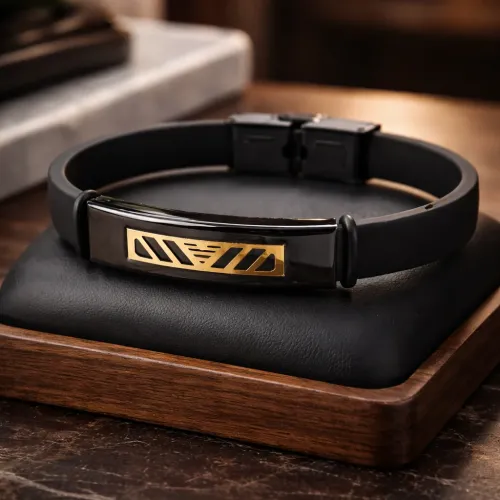 APEX NOIR BRACELET FOR MEN WITH GOLD PLATE APEX NOIR BRACELET FOR MEN WITH GOLD PLATE