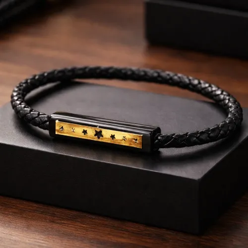 ORION NOIR BRAIDED LEATHER & GOLD MEN’S BRACELET ORION NOIR BRAIDED LEATHER & GOLD MEN’S BRACELET