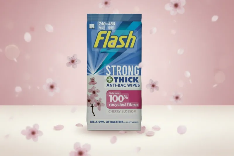 FLASH WIPES CHERRY BLOSSOM ANTIBAC 60,s