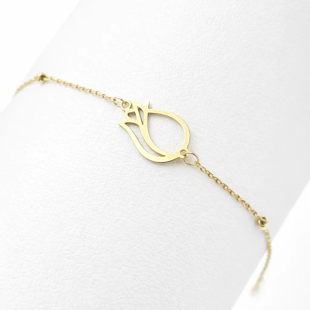 ETERNAL TULIP + BEADS 18K GOLD FLORAL  BRACELET