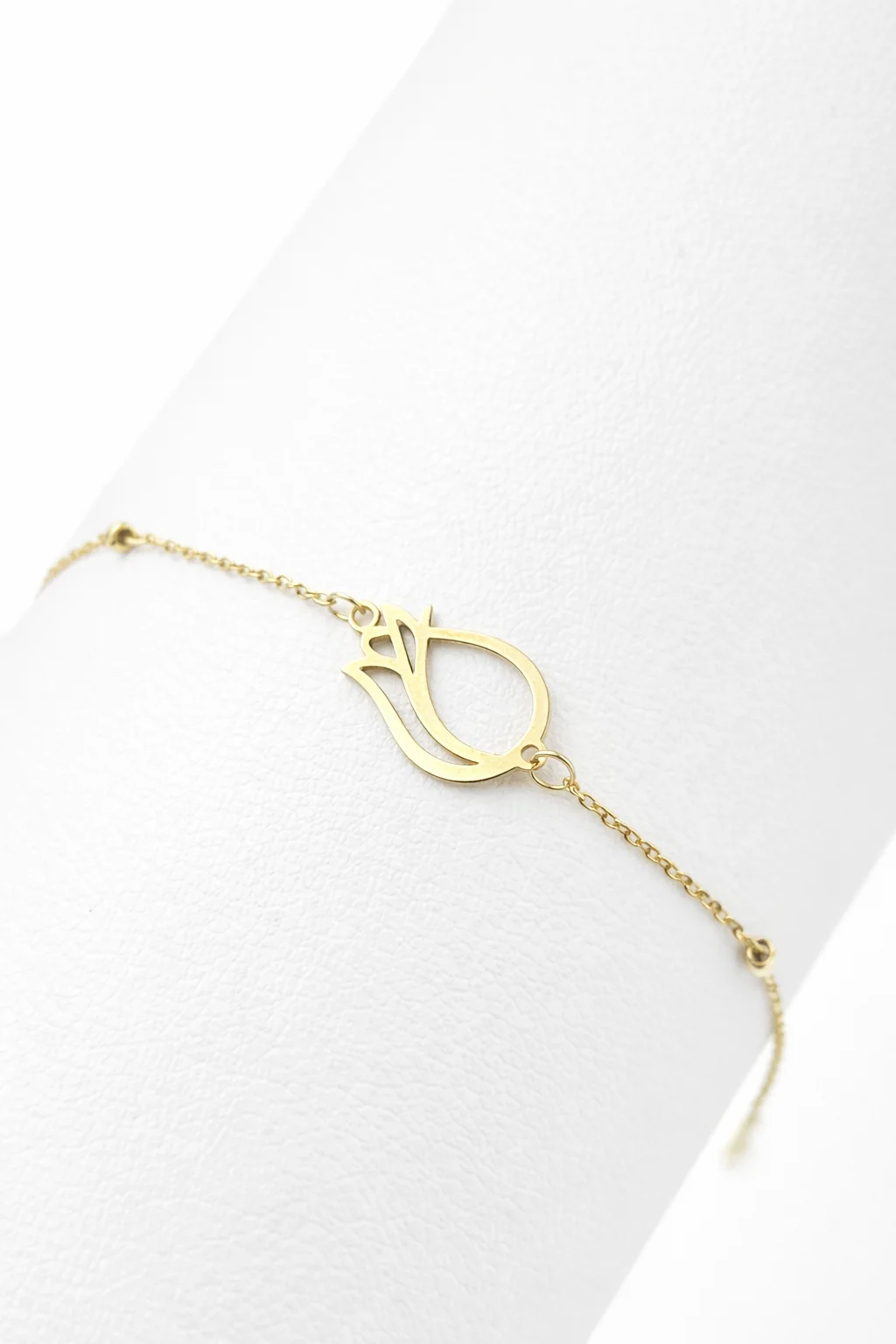 ETERNAL TULIP + BEADS 18K GOLD FLORAL  BRACELET