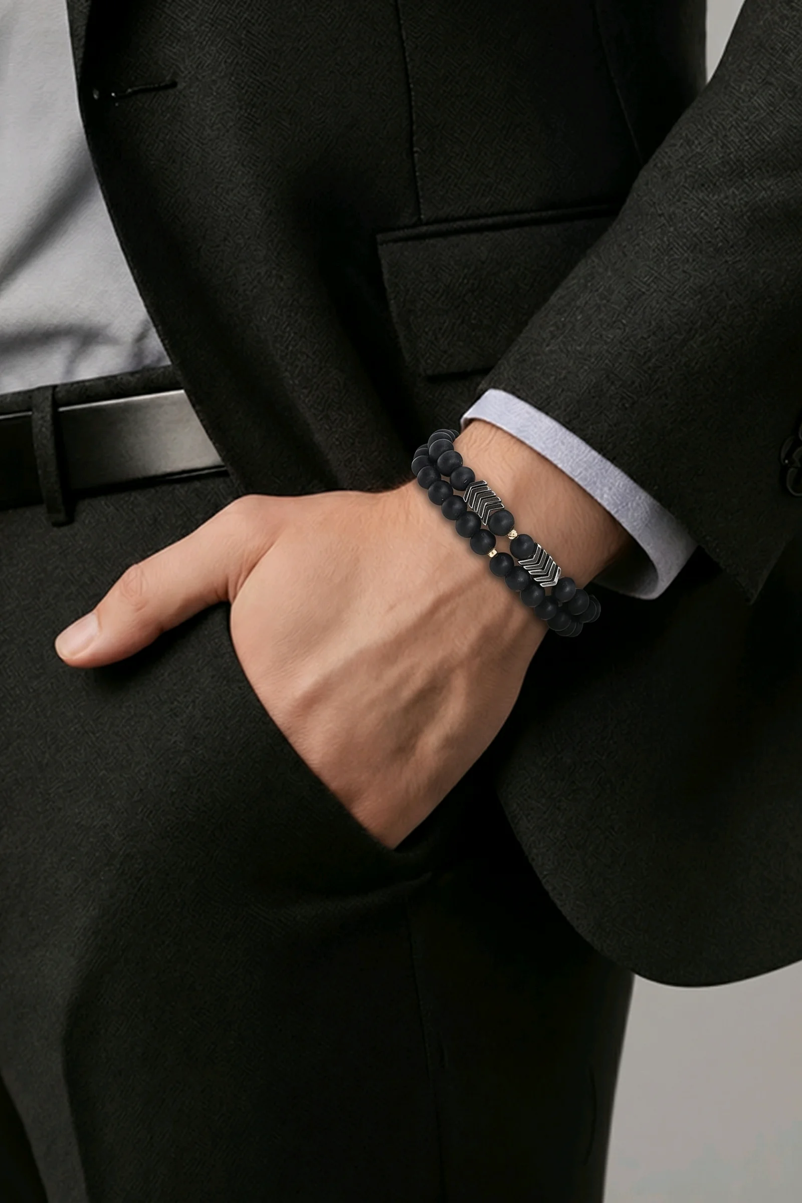 ORION BEAD BRACELET MATT BLACK & GOLD