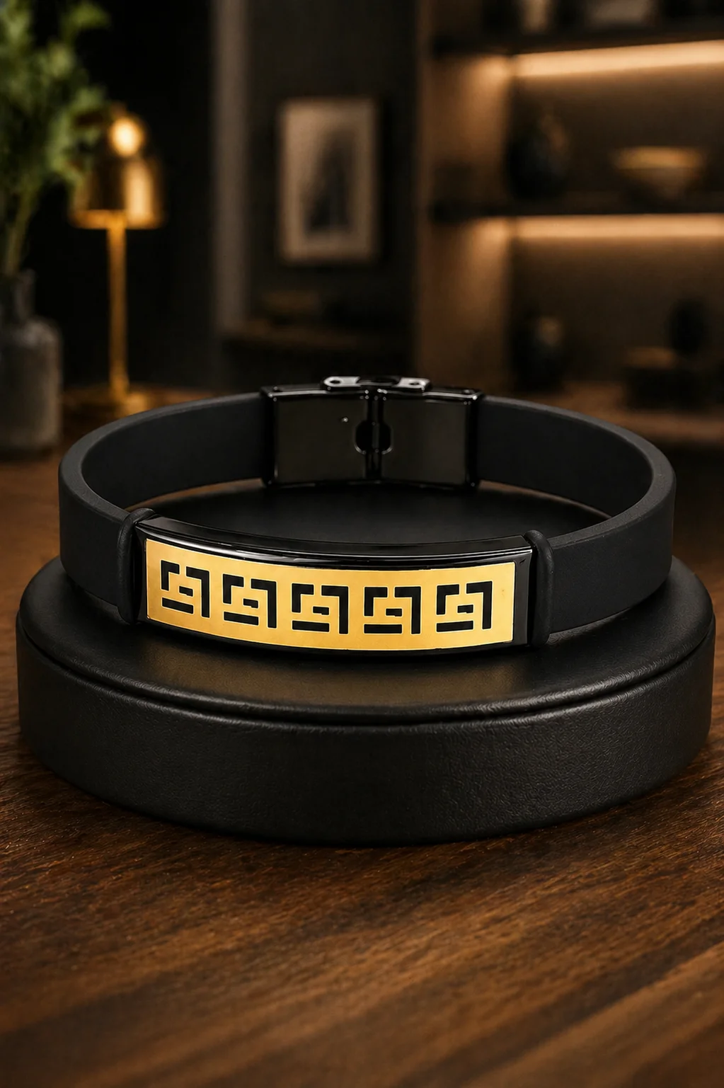 AXION PLATE IN 18K GOLD & BLACK BRACELET