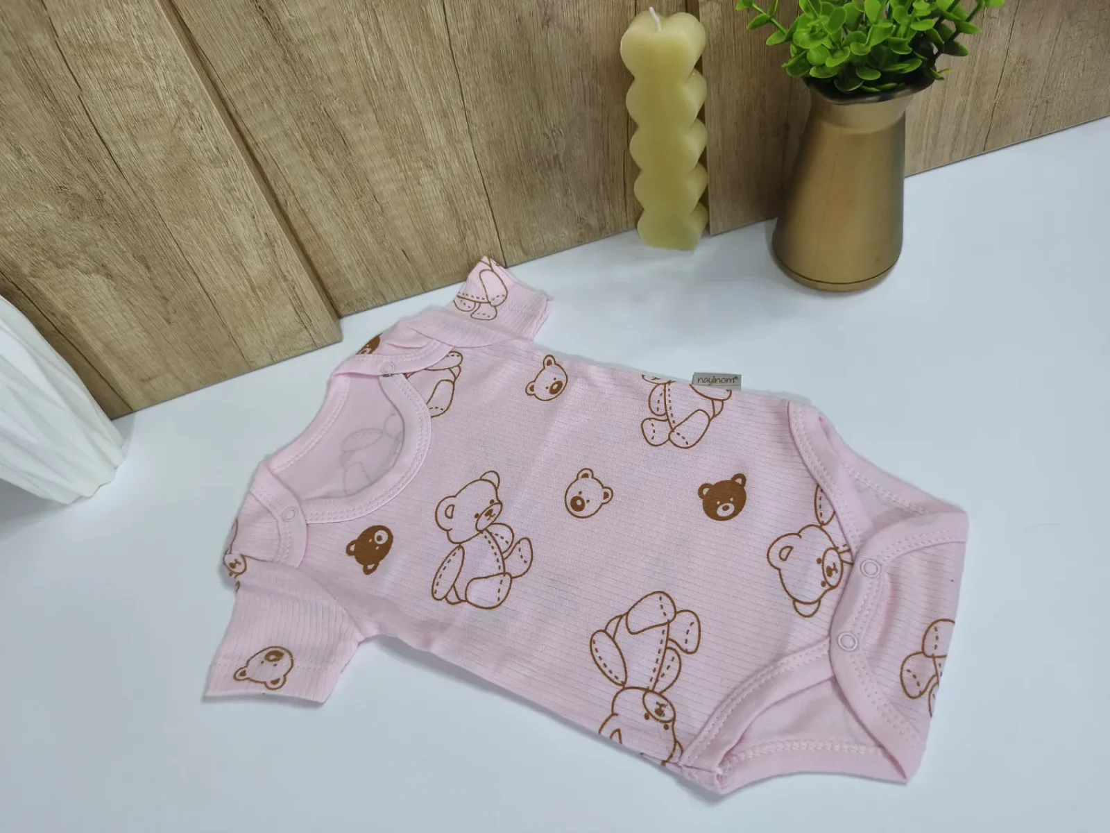 Pink Little Bear Bodysuit for Babies