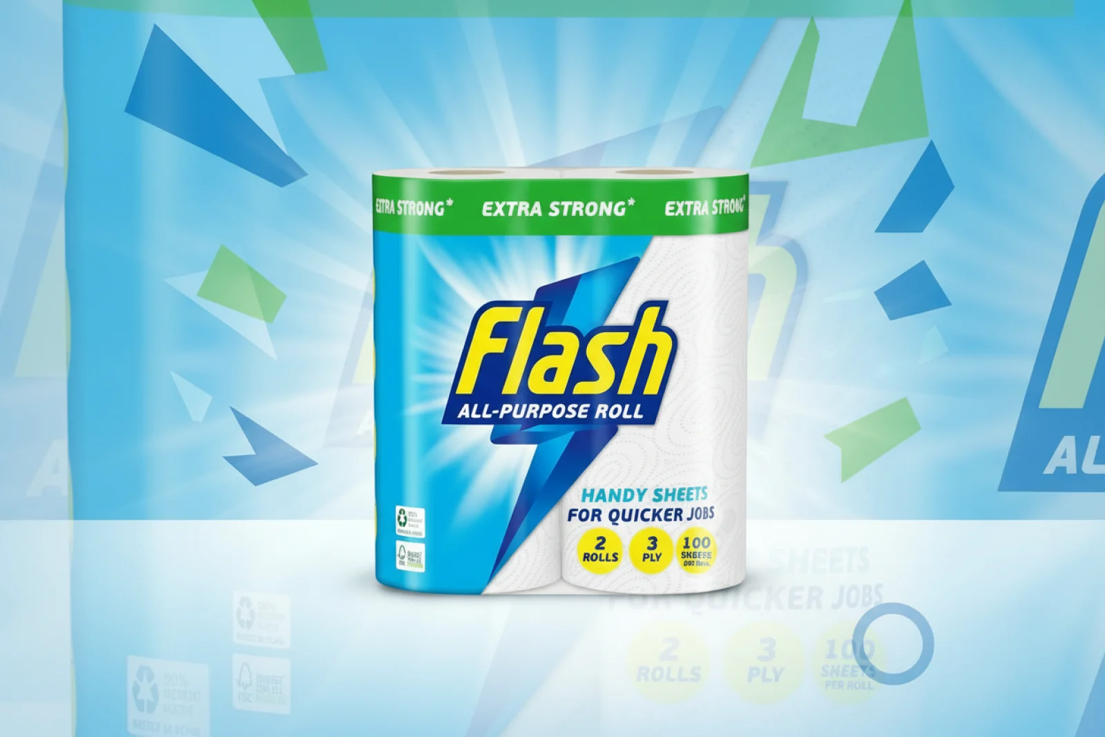 FLASH KITCHEN TOWEL HANDY SHEETS   2PK